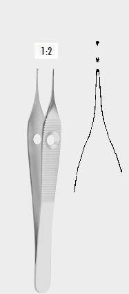 Пінцет АДСОН (ADSON), делікатний, з двома отворами, 12,0 см (cm)